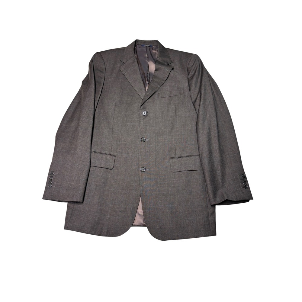 Brooks Brothers Mens 42L Brown Windowpane 100% Wool 3-Button Blazer USA Made